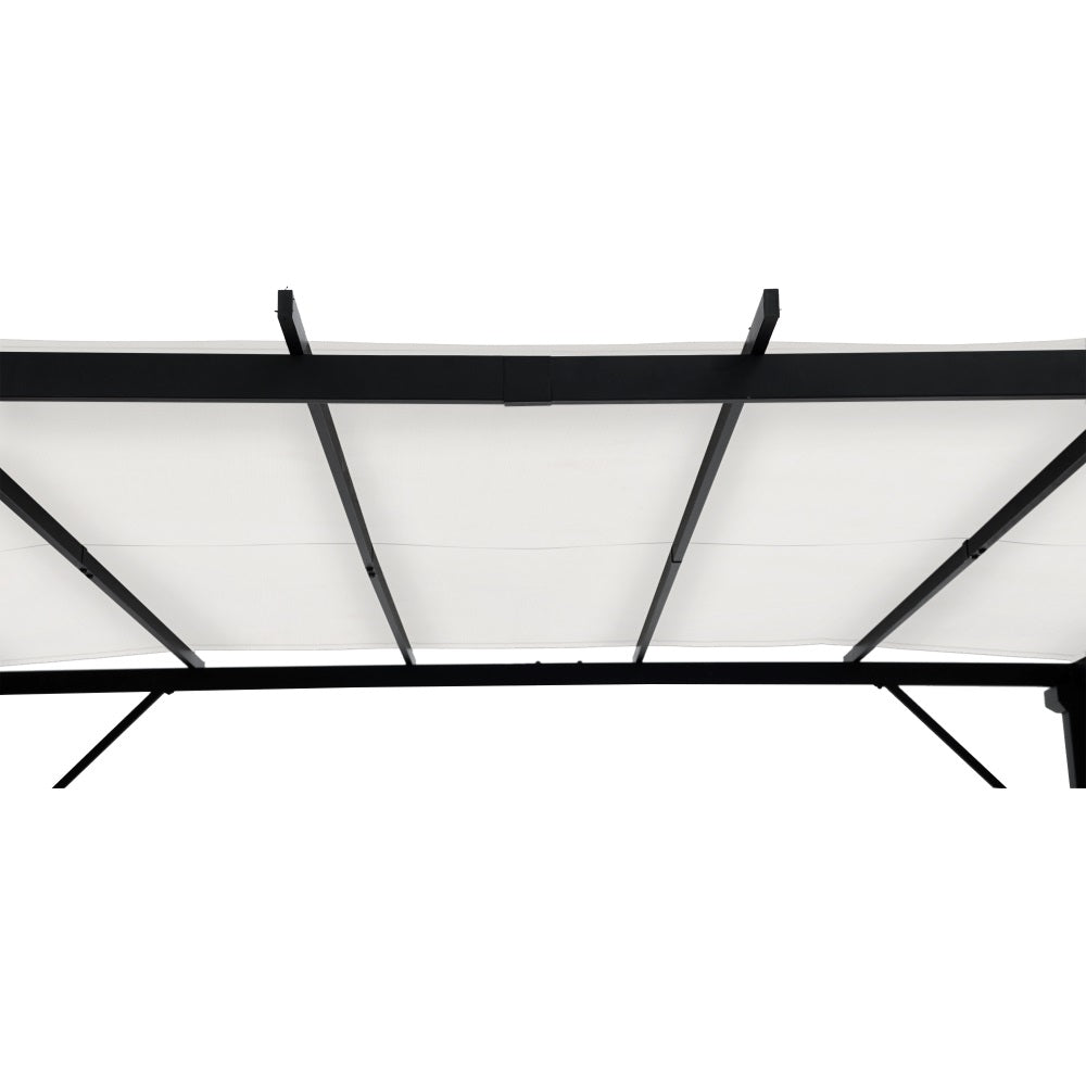 SUNJOY 9x9 Matte Black Steel Frame Pergola with Adjustable Canopy Roof - White
