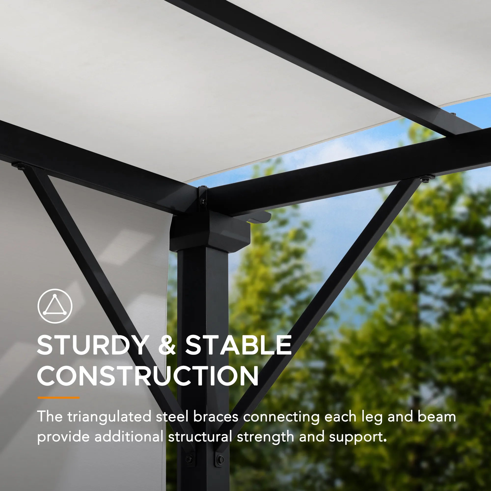 SUNJOY 9x9 Matte Black Steel Frame Pergola with Adjustable Canopy Roof - White