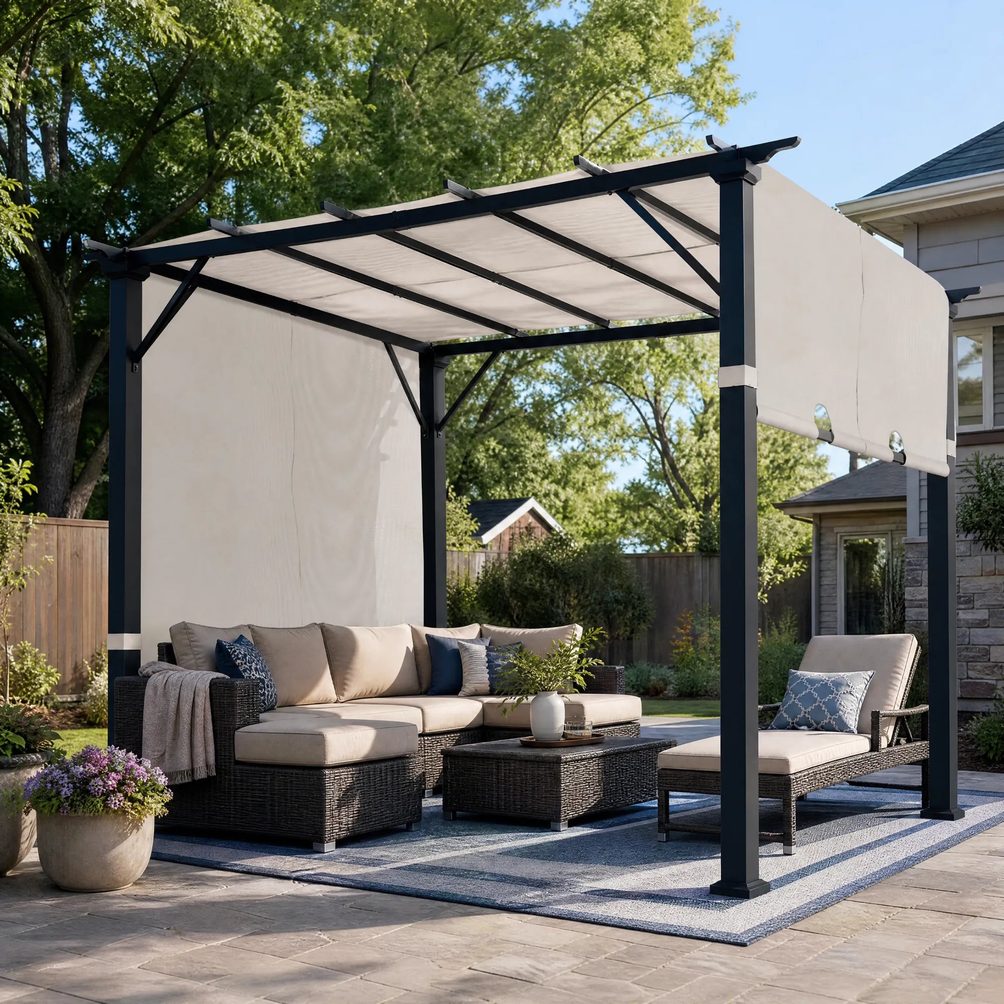 Palladio Adjustable Canopy Metal Pergola 9x9 - White