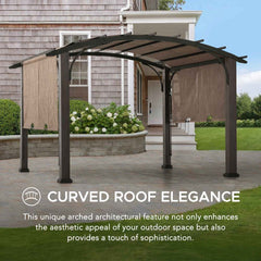 SUNJOY 10x12 Metal Pergola with Retractable Canopy and Curved Roof