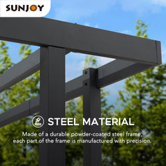 Sunjoy Outdoor Patio Black 10x12 Modern Metal Pergola Kit with Planters