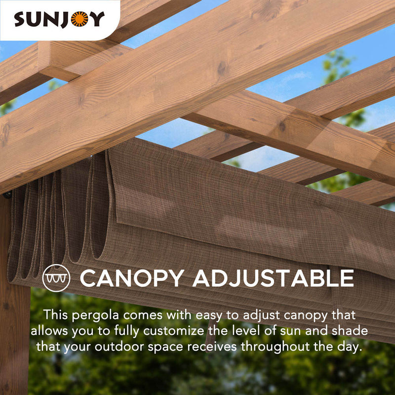 Sunjoy 11x13 Aluminum Pergola with Privacy Screen and Ajustable Canopy