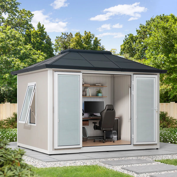 SUNJOY Modular 10' x 12.5' Outdoor Shed with Door and Windows