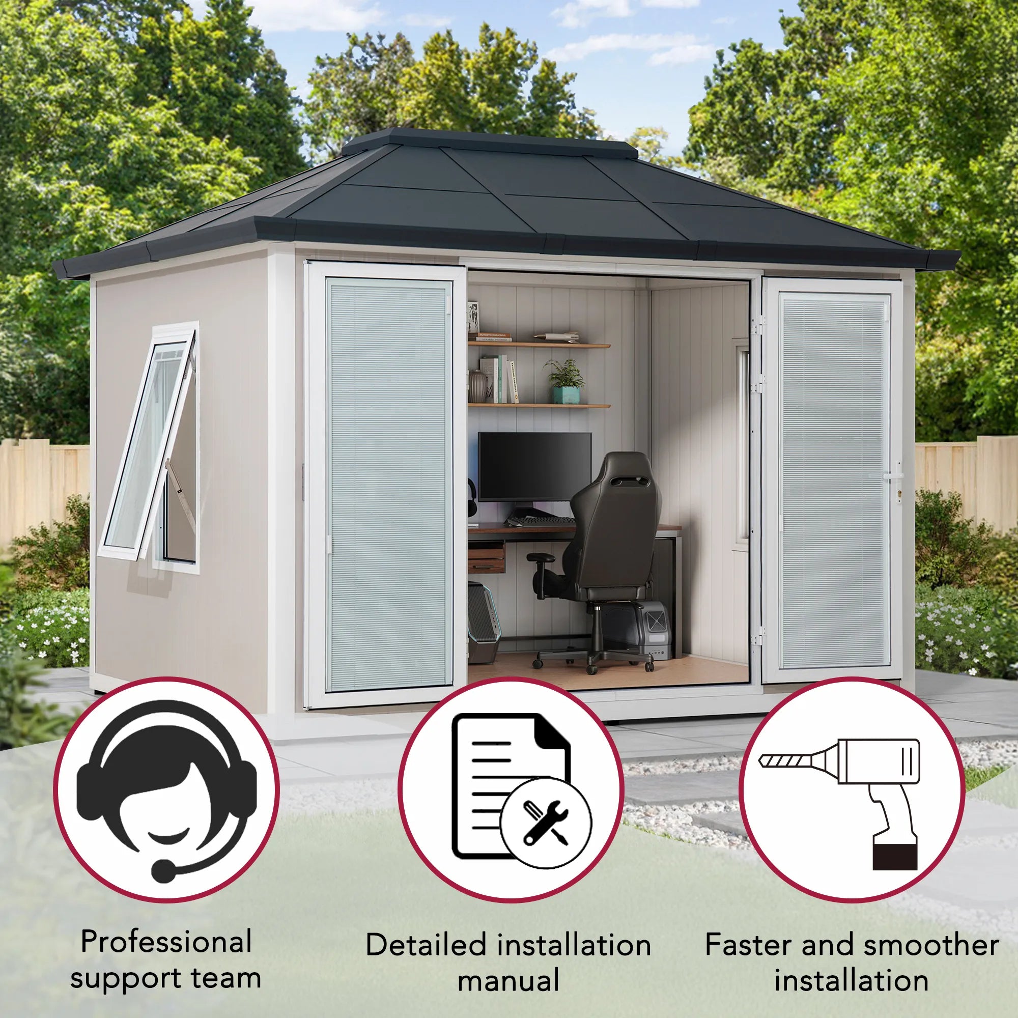 Esquire Beyond Shed Outdoor Room, 10x12.5 - Tan / Gray