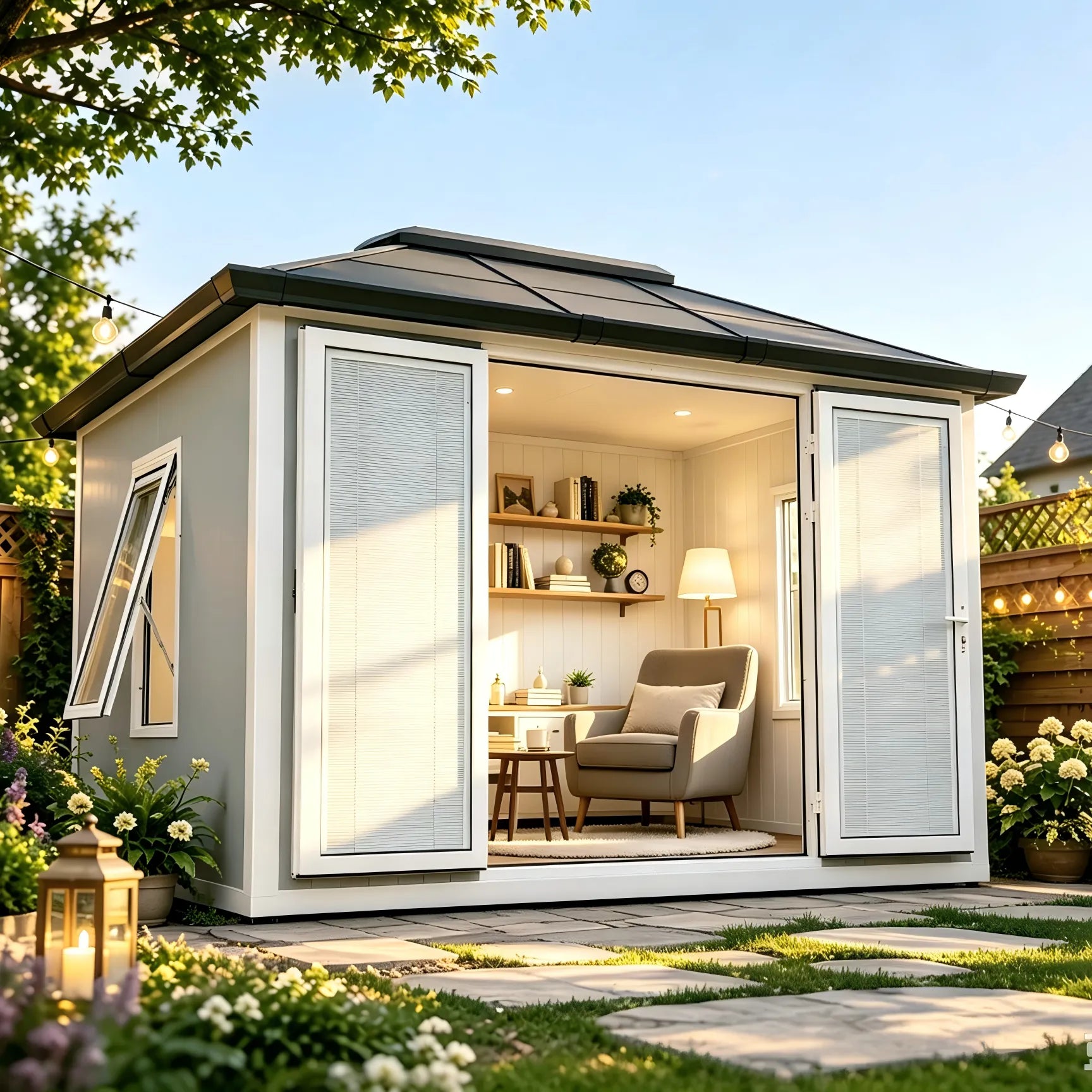 Esquire Beyond Shed Outdoor Room, 10x12.5 - Tan / Gray