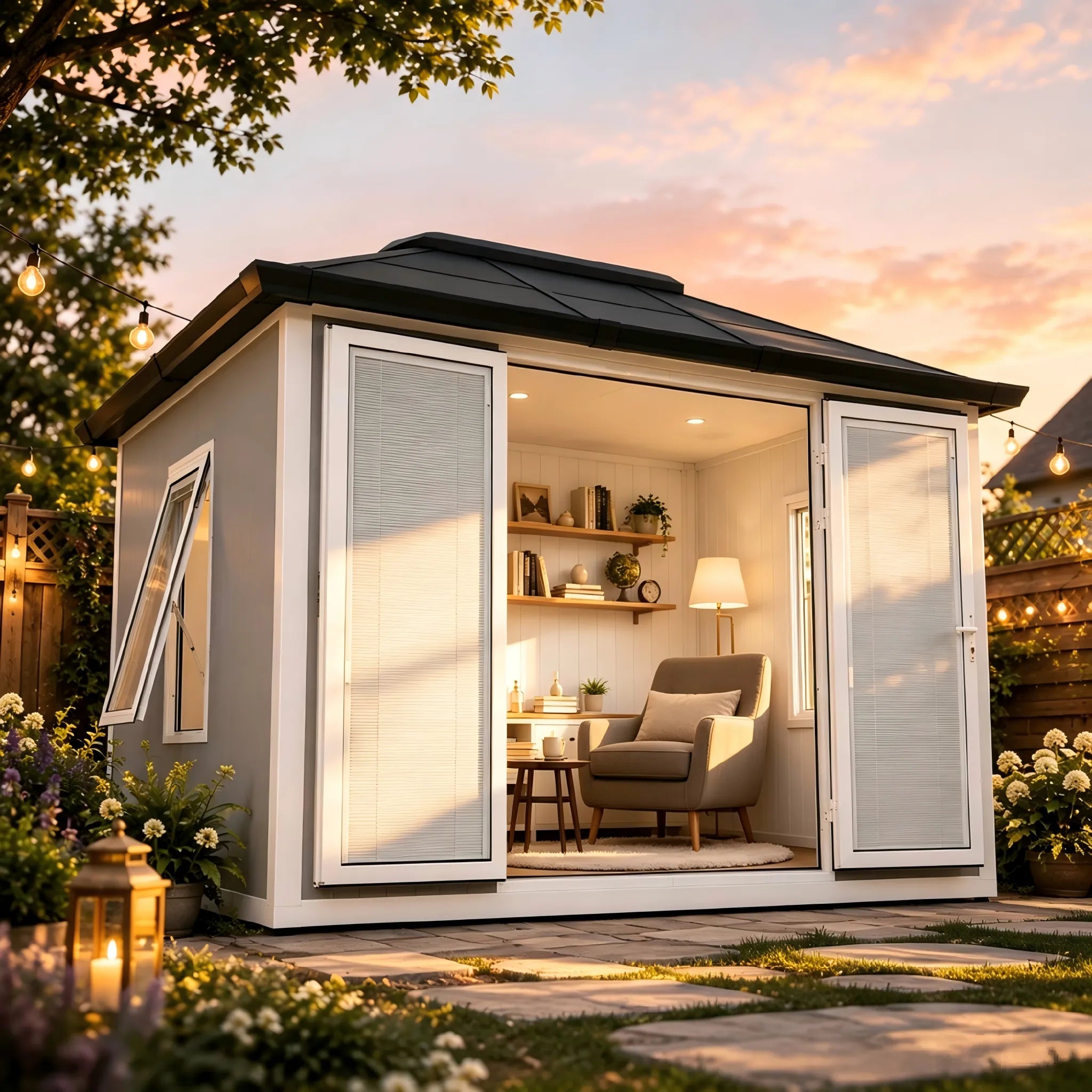Esquire Beyond Shed Outdoor Room, 10x12.5 - Tan / Gray