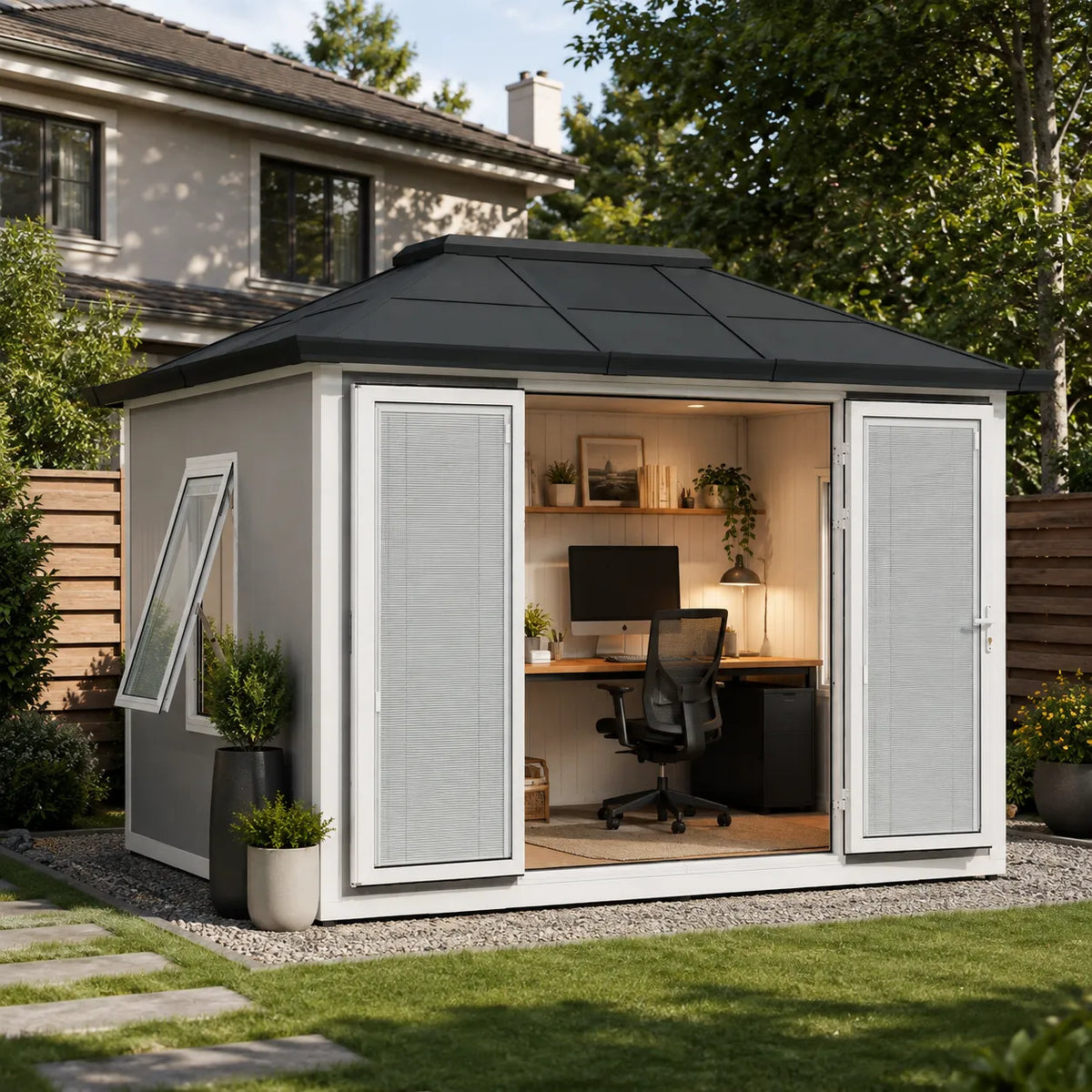 Esquire Beyond Shed Outdoor Room, 10x12.5 - Tan / Gray