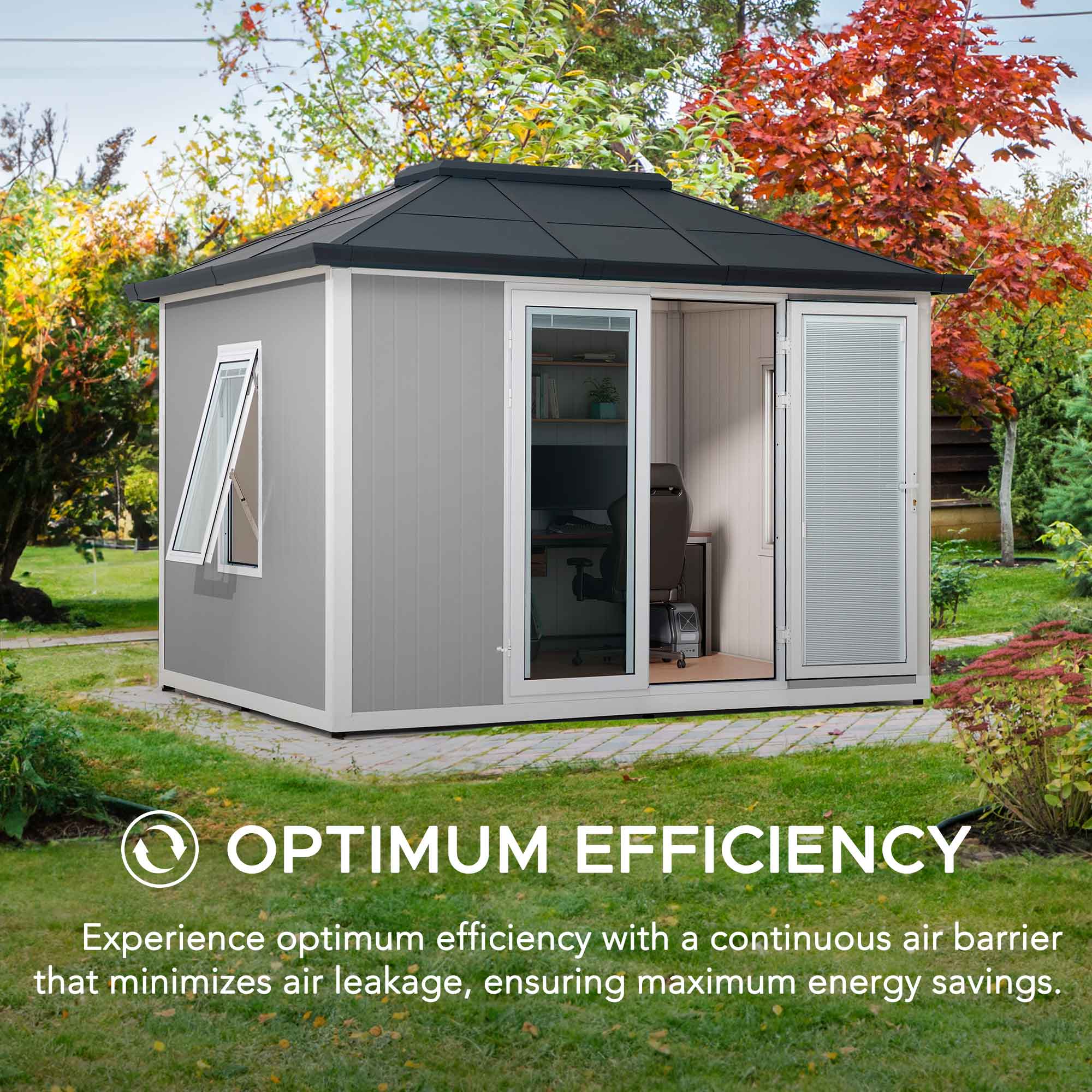 BEYOND SHED 10x12.6 Backyard Office Shed with Floors, Windows, and Lockable Doors.