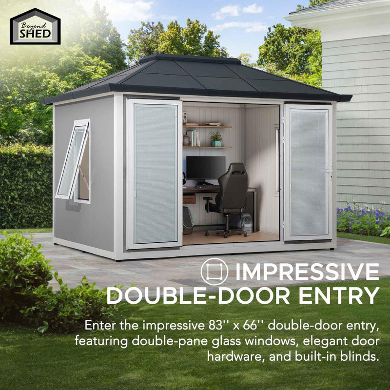 Sunjoy Backyard Office Shed | Outdoor Office Shed | Storage Shed