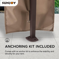 Sunjoy Outdoor Patio 11x11 Steel 2-Tier Backyard Portable Pop Up Gazebo with Netting