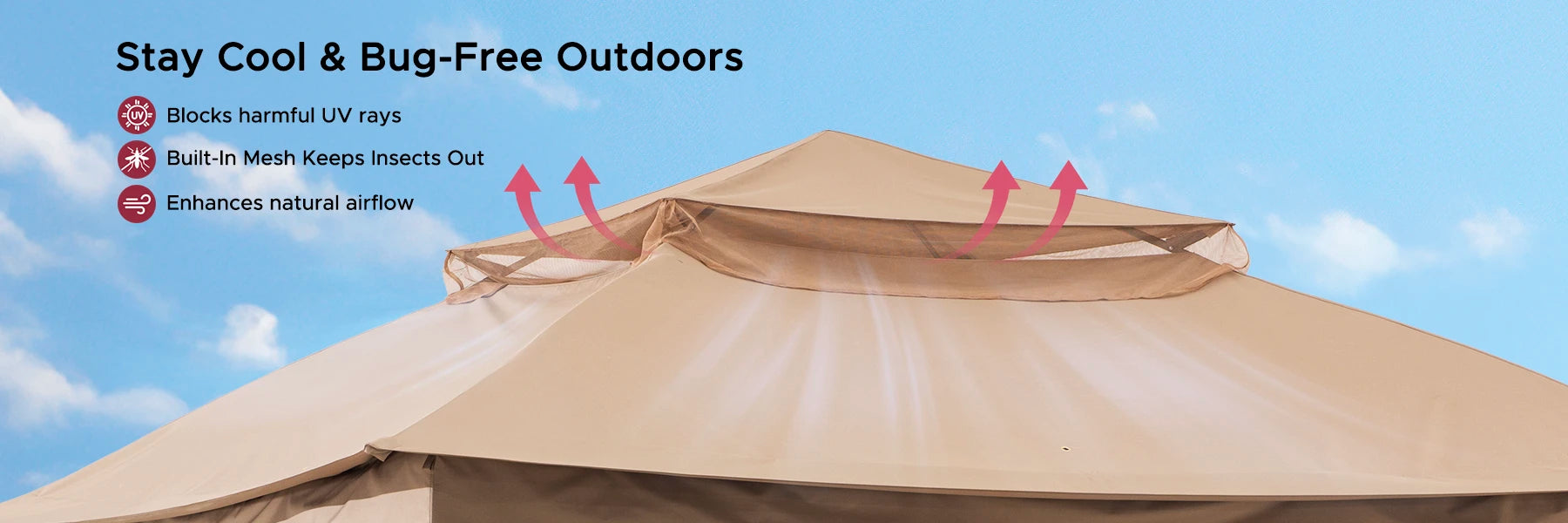 SUNJOY 11x11 Pop Up Gazebo Tent with Netting and Carry Bag - Khaki