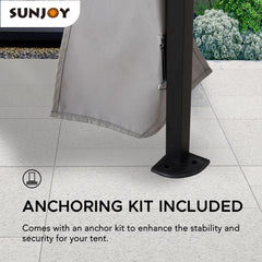 Sunjoy Outdoor Patio 11x11 Steel 2-Tier Backyard Portable Pop Up Gazebo with Netting