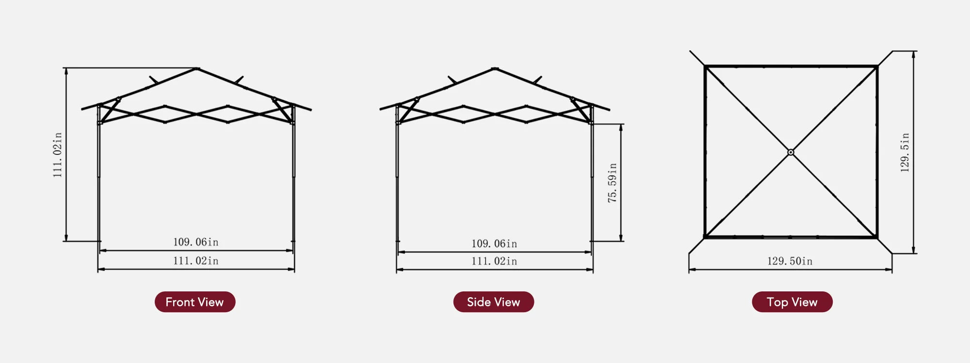 SUNJOY 11x11 Pop Up Gazebo Tent with Netting and Carry Bag - Light Gray