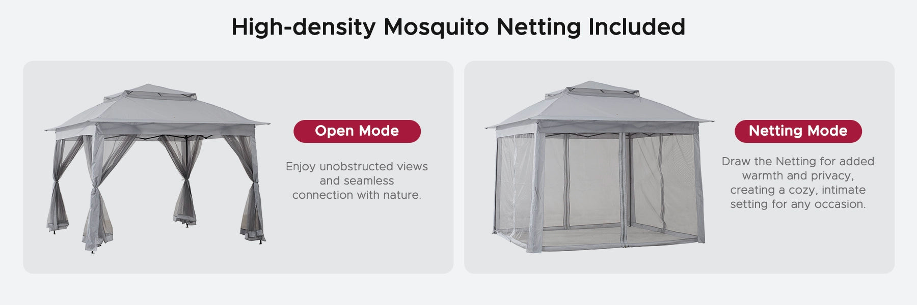 SUNJOY 11x11 Pop Up Gazebo Tent with Netting and Carry Bag - Light Gray