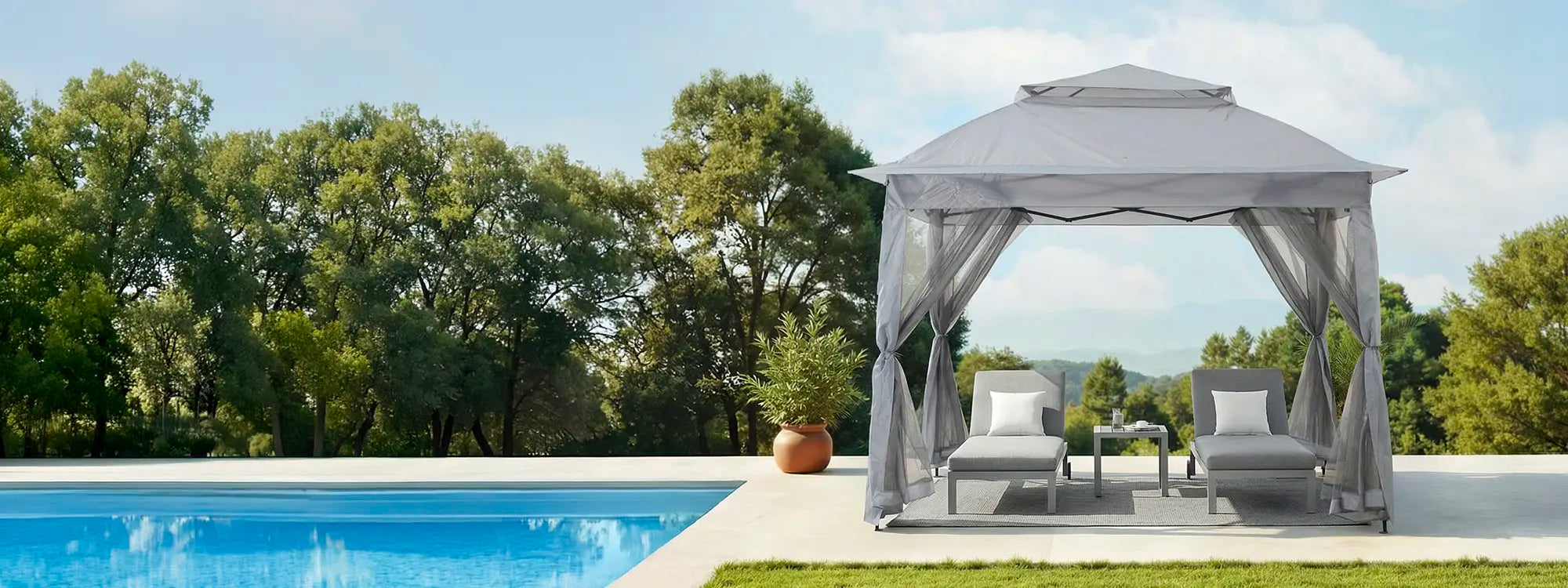 SUNJOY 11x11 Pop Up Gazebo Tent with Netting and Carry Bag - Light Gray