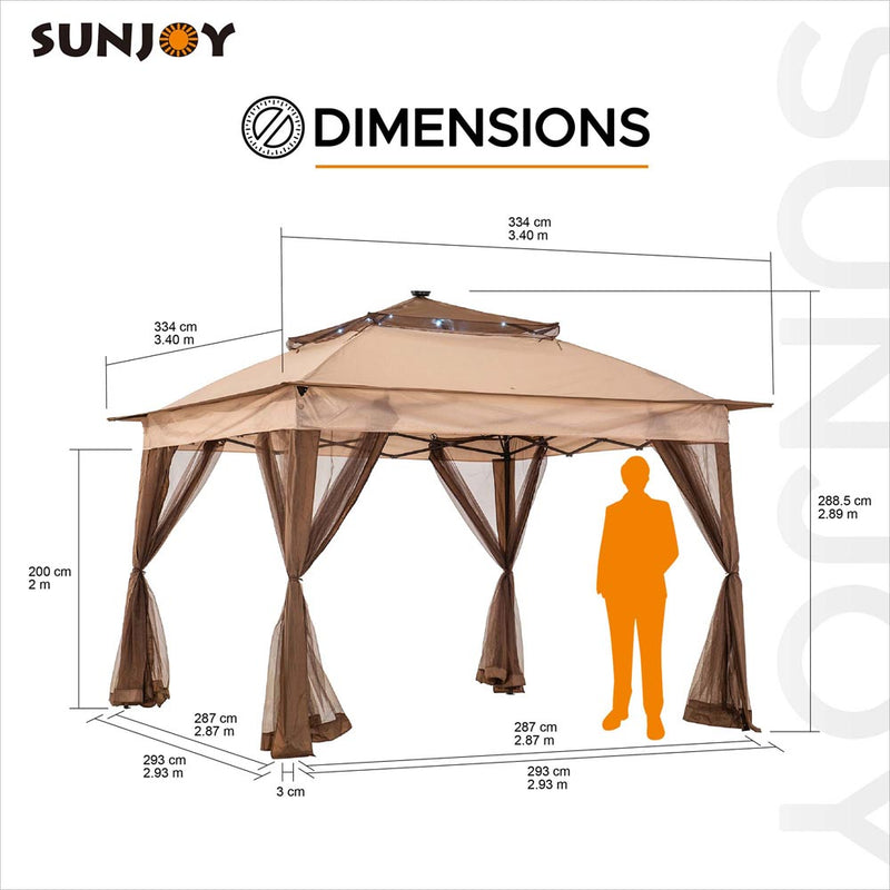 Sunjoy Outdoor Patio 11x11 Canopy Gazebo Backyard Metal Gazebo