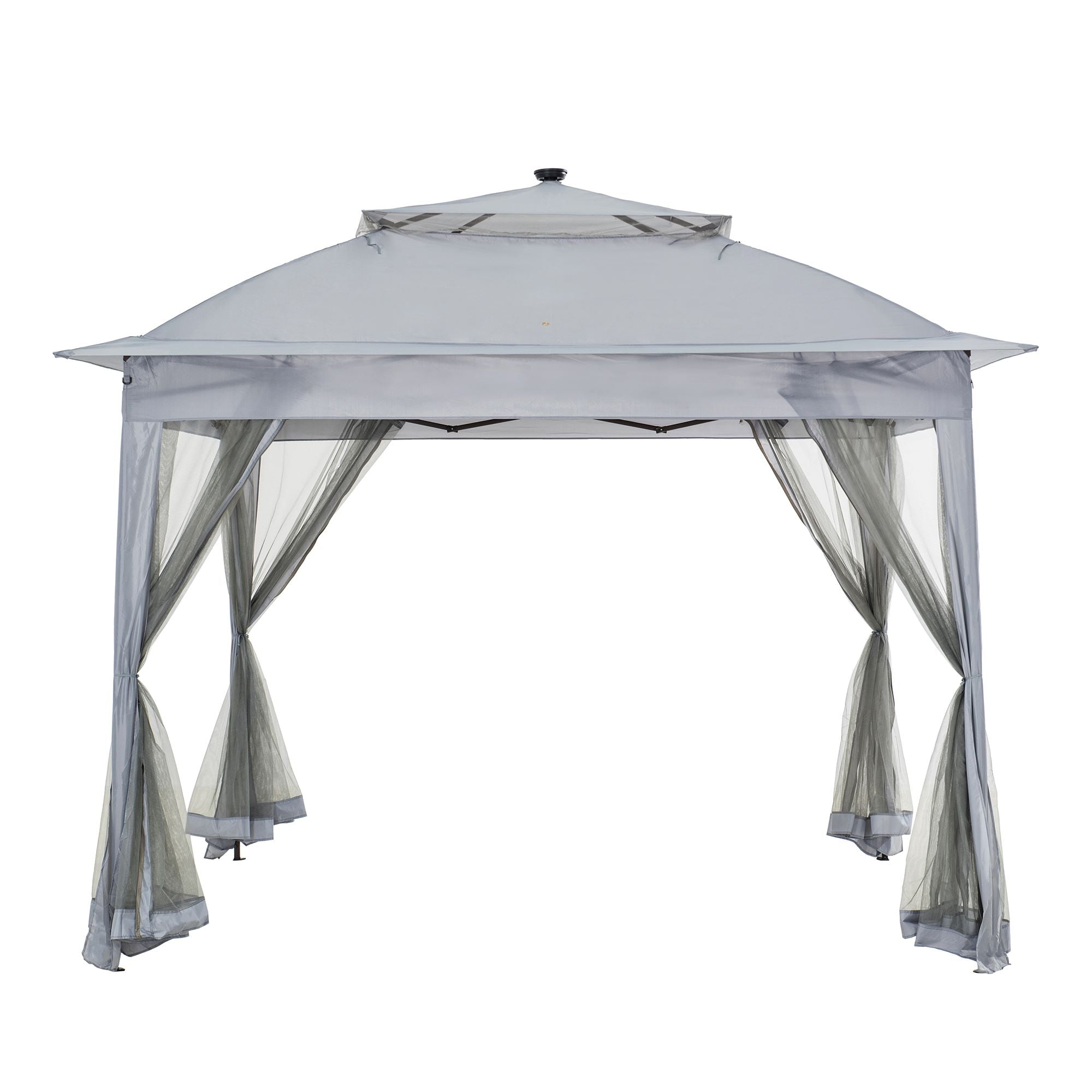SUNJOY 11x11 Pop Up Portable Gazebo with Solar LED Lights and Netting.