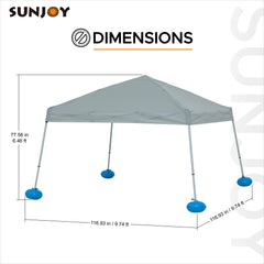 SUNJOY 10x10 Pool Float with Canopy, Steel and Aluminum Frame Pool Floating Canopy with PVC Floats, Hand Air Pump, and Carry Bag