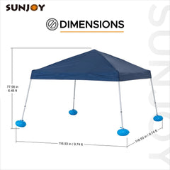 SUNJOY 10x10 Pool Float with Canopy, Steel and Aluminum Frame Pool Floating Canopy with PVC Floats, Hand Air Pump, and Carry Bag