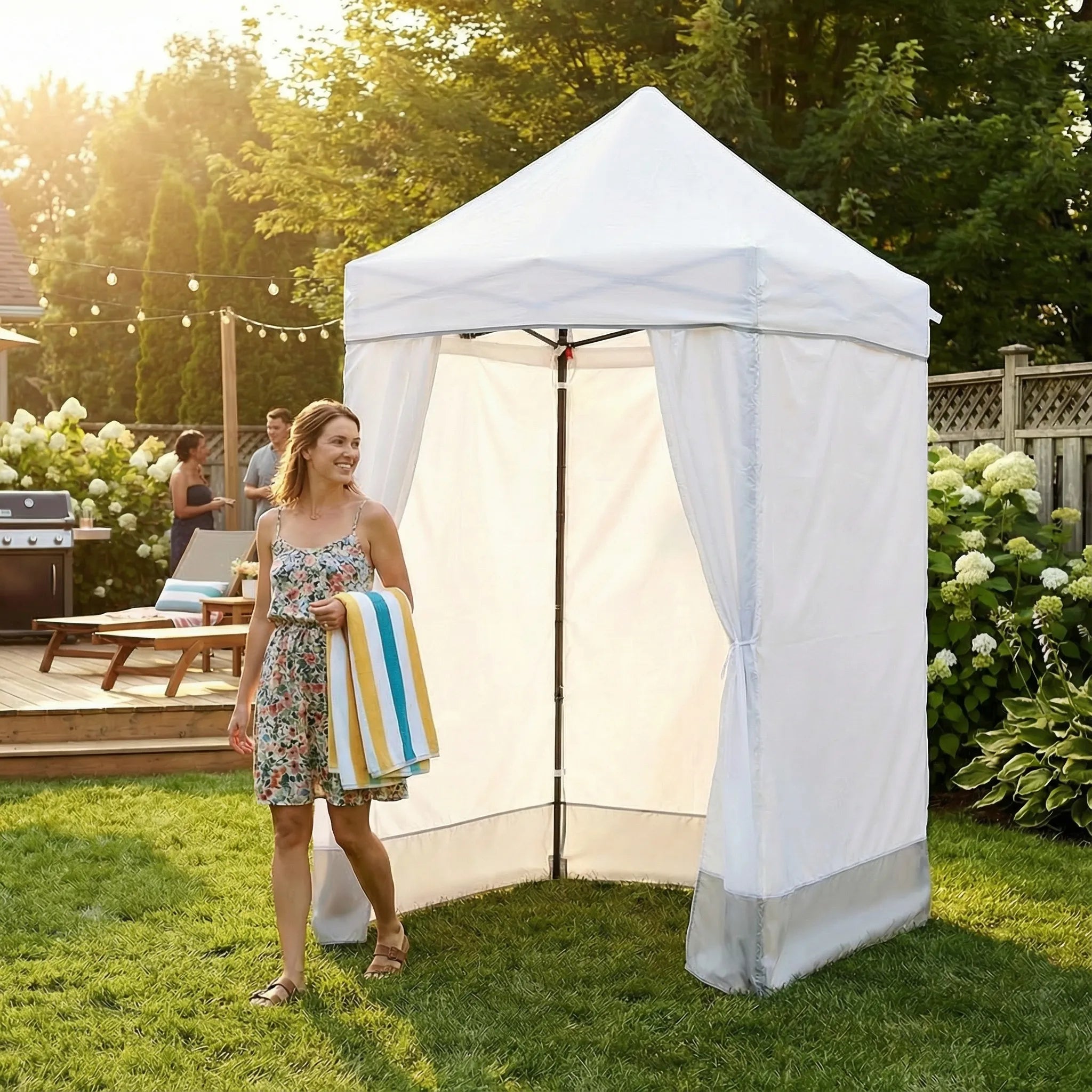 SUNJOY 4x4 Pop-Up Canopy Tent, Outdoor Tool-Free Pop-Up Gazebo with Sidewalls - Gray