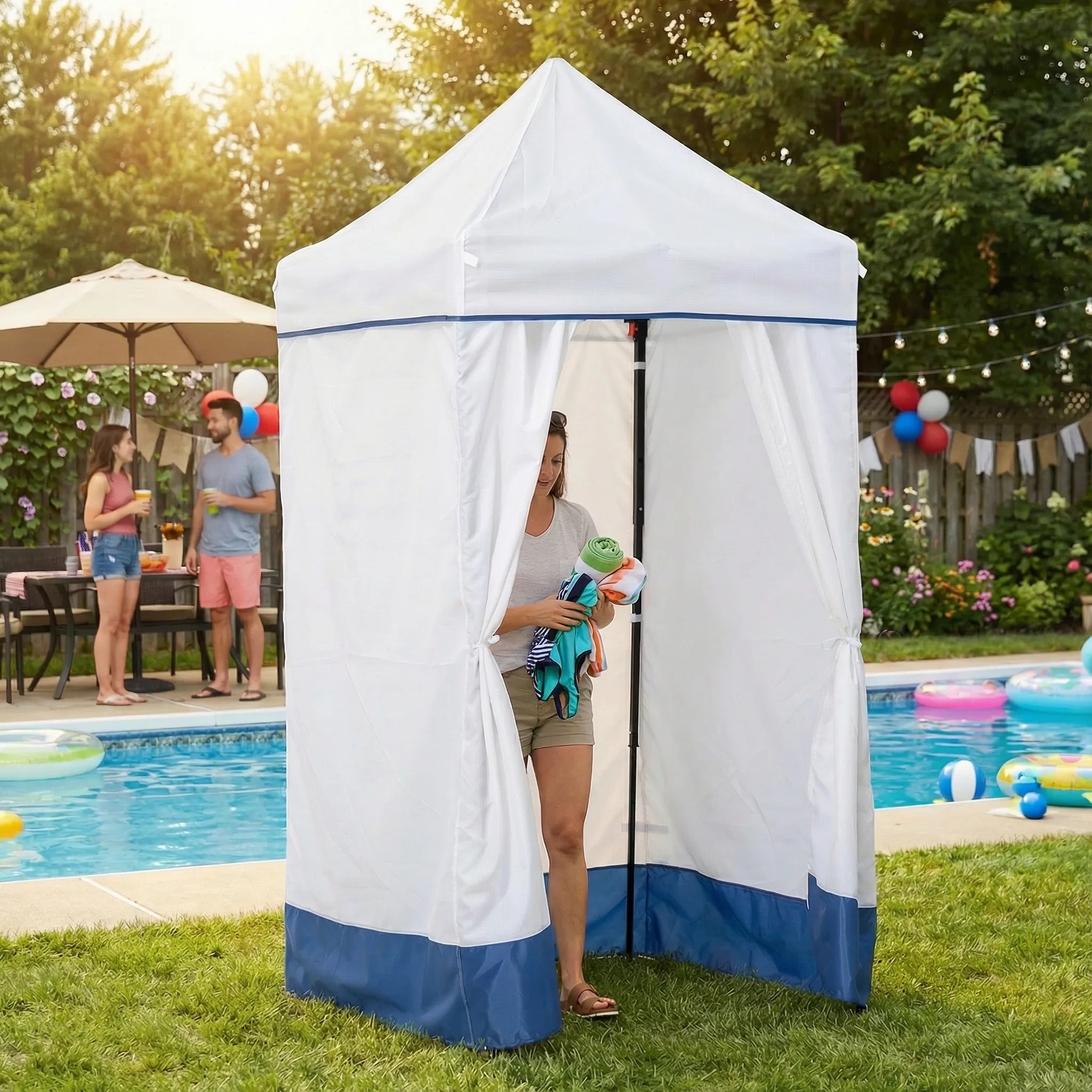 SUNJOY 4x4 Pop-Up Canopy Tent, Outdoor Tool-Free Pop-Up Gazebo with Sidewalls - Navy