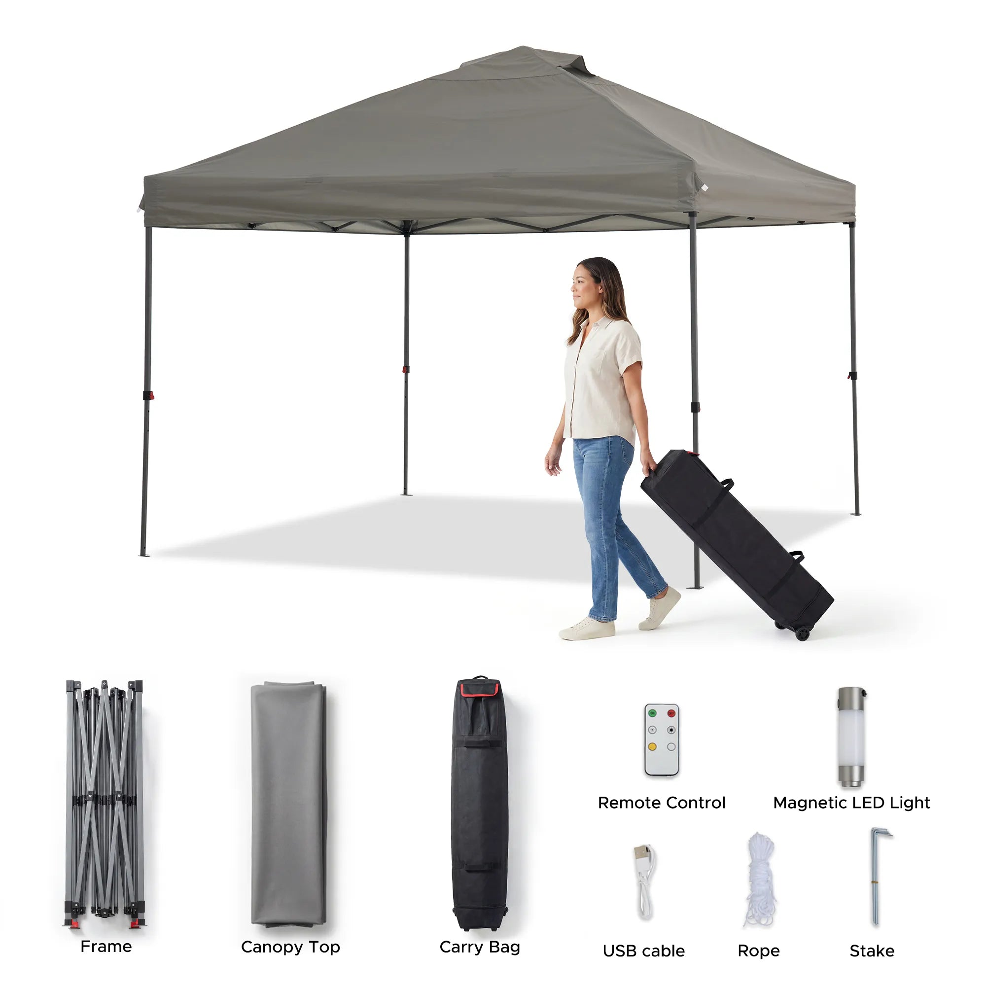 Solis Glow Instant Gazebo, 10×10 - Slate Gray