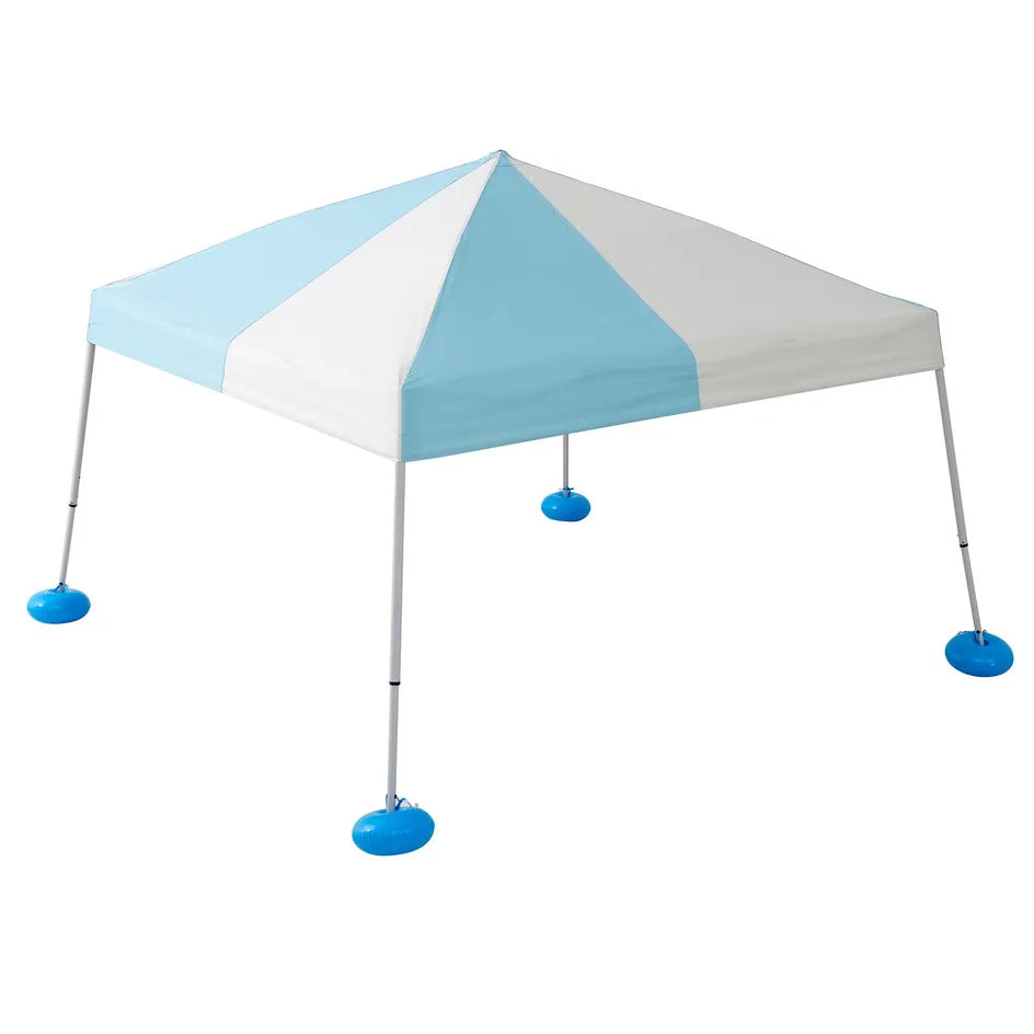 SUNJOY 10x10 Floating Pool Gazebo with PVC Floats and Carry Bag - Gray & Light Blue