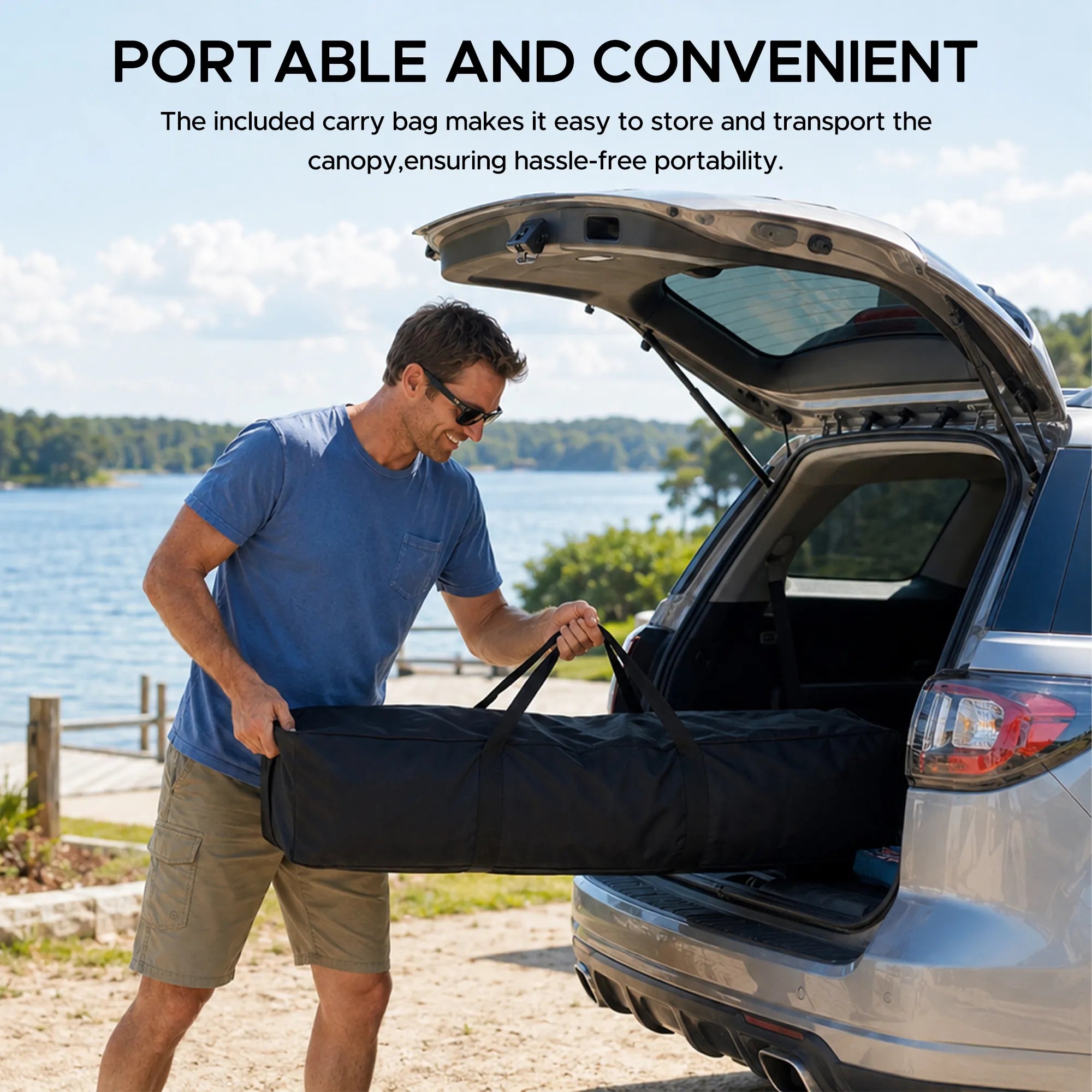 SUNJOY 10x10 Floating Pool Gazebo with PVC Floats and Carry Bag - Gray & Navy