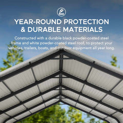 SUNJOY 12x20 Heavy Duty Metal Carport Gazebo with Ceiling Hook.