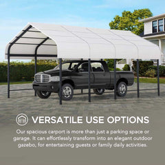 SUNJOY 12x20 Heavy Duty Metal Carport Gazebo with Ceiling Hook.