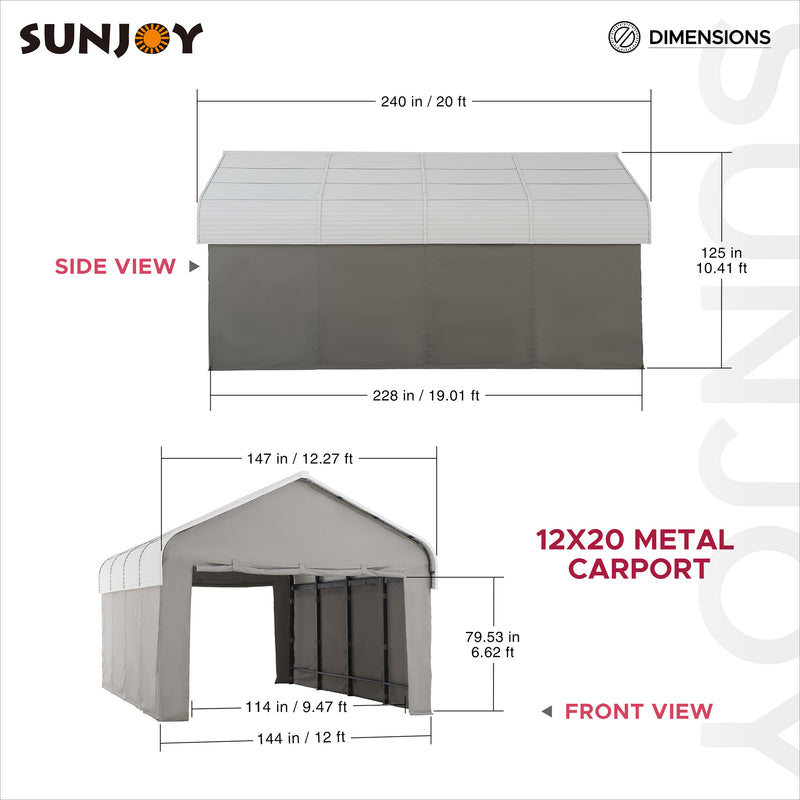 Sunjoy Metal Carports | 12x20 Carport | 12x20 Metal Carport
