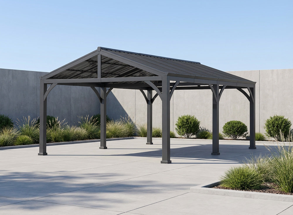 SUNJOY 20x14 Steel Carport Sturdy Gazebo with 2 Ceiling Hooks