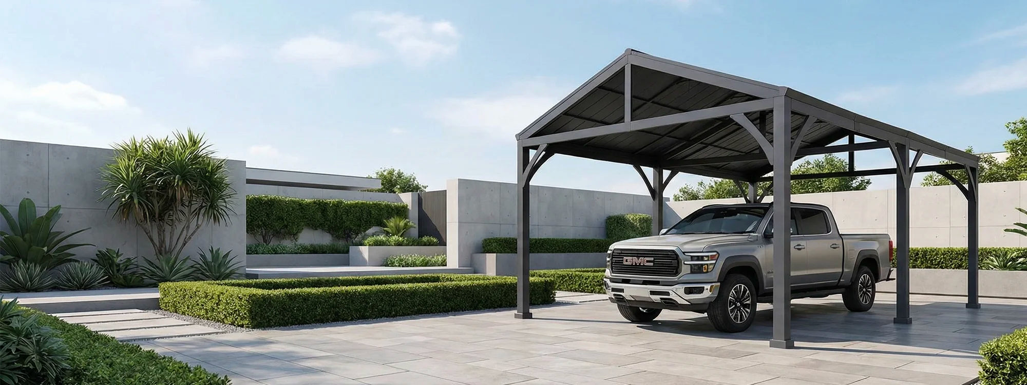 SUNJOY 20x14 Steel Carport Sturdy Gazebo with 2 Ceiling Hooks