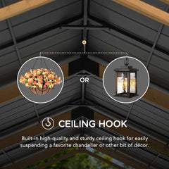 SUNJOY 11x20 Wood Carport Gazebo Kits with Ceiling Hooks.