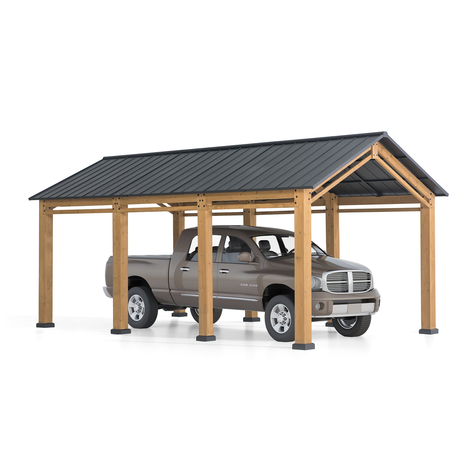 SUNJOY 11x20 Wood Carport Gazebo Kits with Ceiling Hooks.