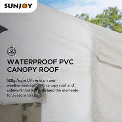 SUNJOY 12' x 30' Sundale Party Tent with 8 Removable PE Windows and 2 Roll-up Side Walls