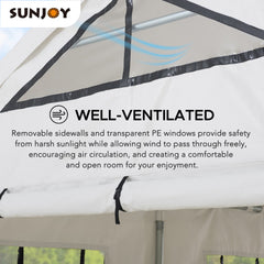 SUNJOY 12' x 30' Sundale Party Tent with 8 Removable PE Windows and 2 Roll-up Side Walls