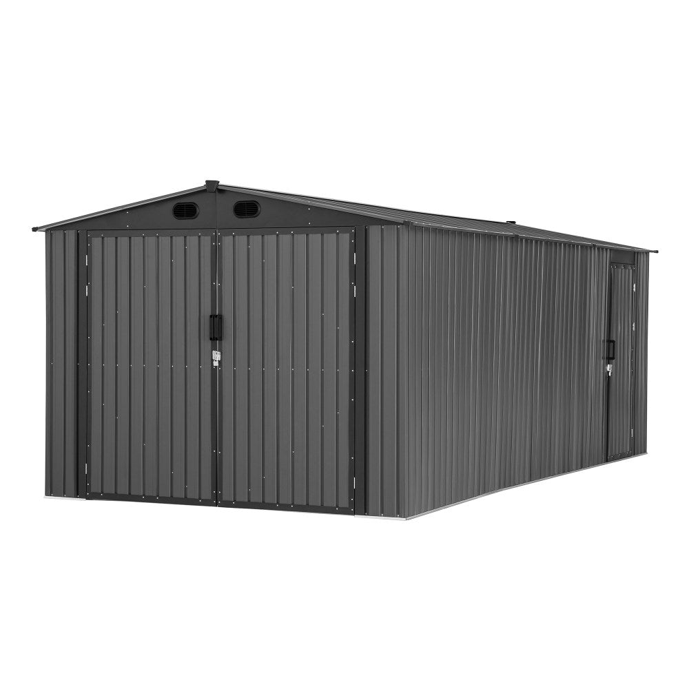 SUNJOY 10x20 Storage Shed Kits with Lockable Doors and Vents.