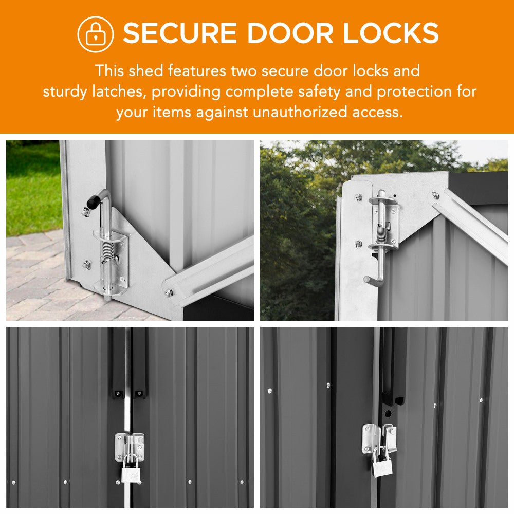 SUNJOY 10x20 Storage Shed Kits with Lockable Doors and Vents.