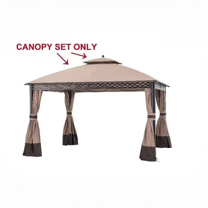 Khaki+Dark Brown Replacement Canopy For Windsor Gazebo (10X12 Ft) L-GZ717PST-C Sold At Big Lots
