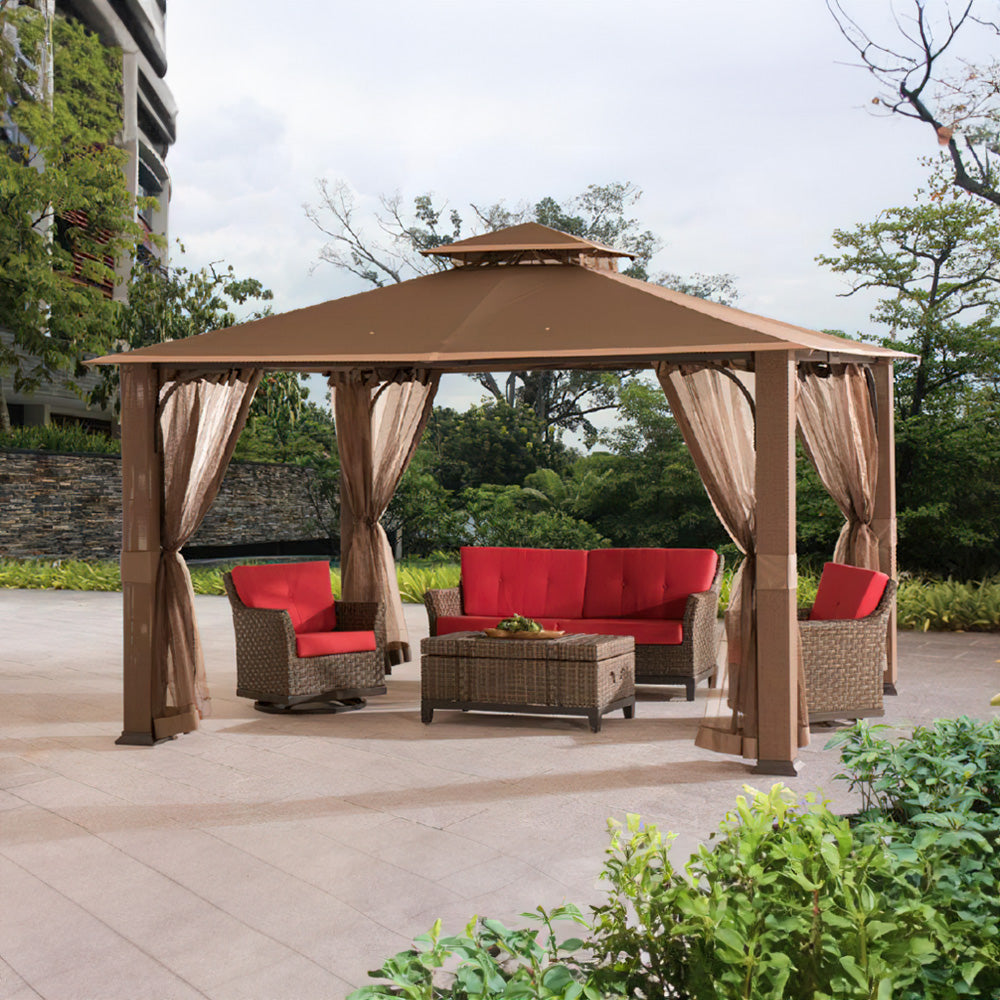 Sunjoy Brown Replacement Canopy For Montgomery Gazebo (10X12 Ft) L-GZ1033PST Sold At Menards.