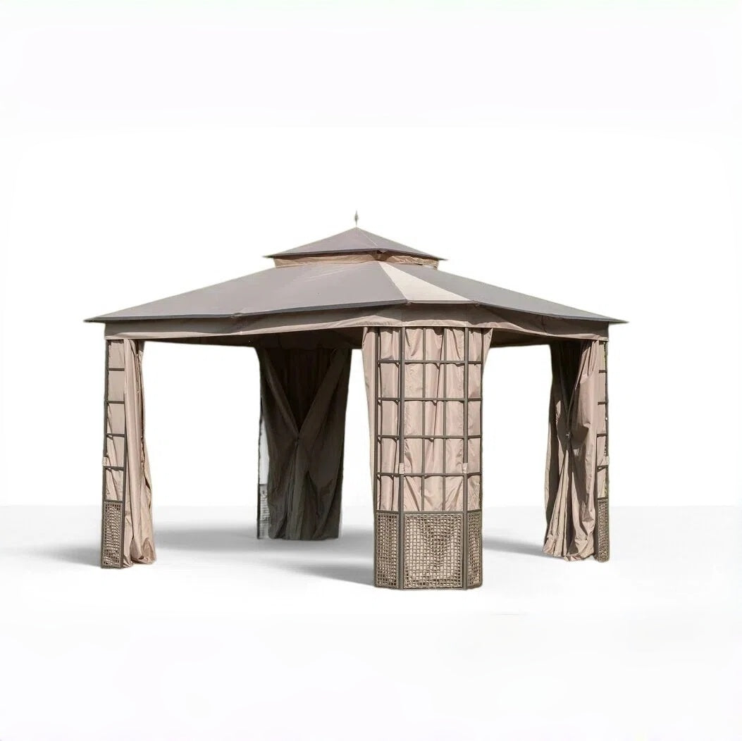 Khaki+Dark Brown Replacement Canopy For Brenner Gazebo (10X12 Ft) L-GZ1261PST Sold At Home Depot
