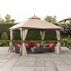 Sunjoy Sesame+Light Brown Replacement Canopy For Turnberry 10*12 Gazebo (10x12 FT) L-GZ933PCO-L Sold At Home Depot.