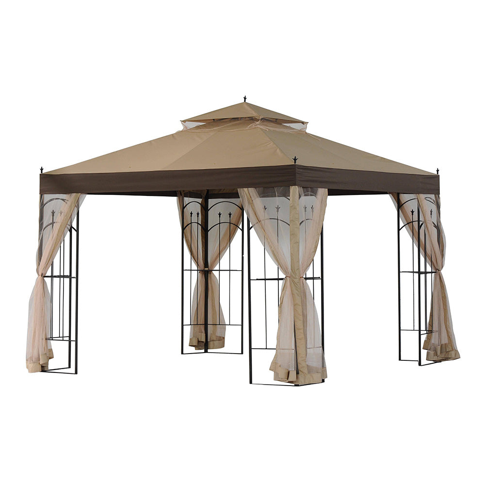 Sunjoy Golden+Dark Brown Replacement Canopy For Winslow Gazebo (10X10 Ft) L-GZ038PST-3A1 Sold At Sears&Kmart.