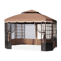 Sunjoy Ginger Snap+Golden+Black Replacement Canopy For Bay Window Gazebo (10X12 Ft) L-GZ120PST-2 Sold At Sears US