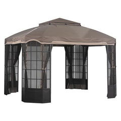 Sunjoy Khaki+Sesame+Brown Replacement Canopy (Deluxe Version) For Sears Bay Window Gazebo (10X12 Ft) L-GZ120PST-2D Sold At Sears&Kmart.