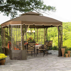 Sunjoy Khaki+Sesame+Brown Replacement Canopy For Bay Window Gazebo (10X12 Ft) L-GZ120PST-2S Sold At Sears&Kmart