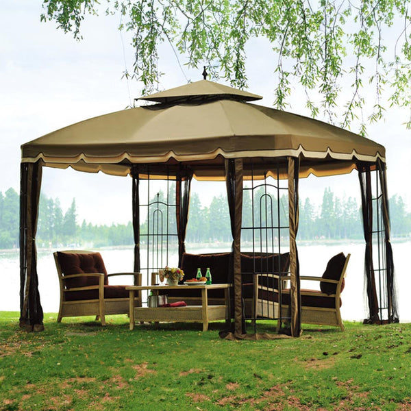 SUNJOY Ginger Snap+Beige Replacement Canopy For Bay Window Gazebo (10X