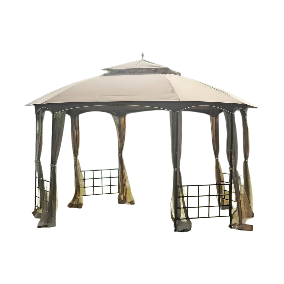 Khaki+Dark Brown Replacement Canopy For Newport Octagon Gazebo (11x13 FT) L-GZ660PST Sold At Big Lots