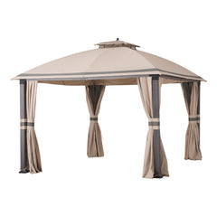 Sunjoy Beige+Dark Grey Replacement Curtain For Asheville Soft Top Gazebo (10x12 FT) A101007604 Sold At Big Lots.